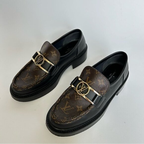 Louis Vuitton Academy Monogram Black Chunky Leather Loafers sz 39 - Picture 11 of 14